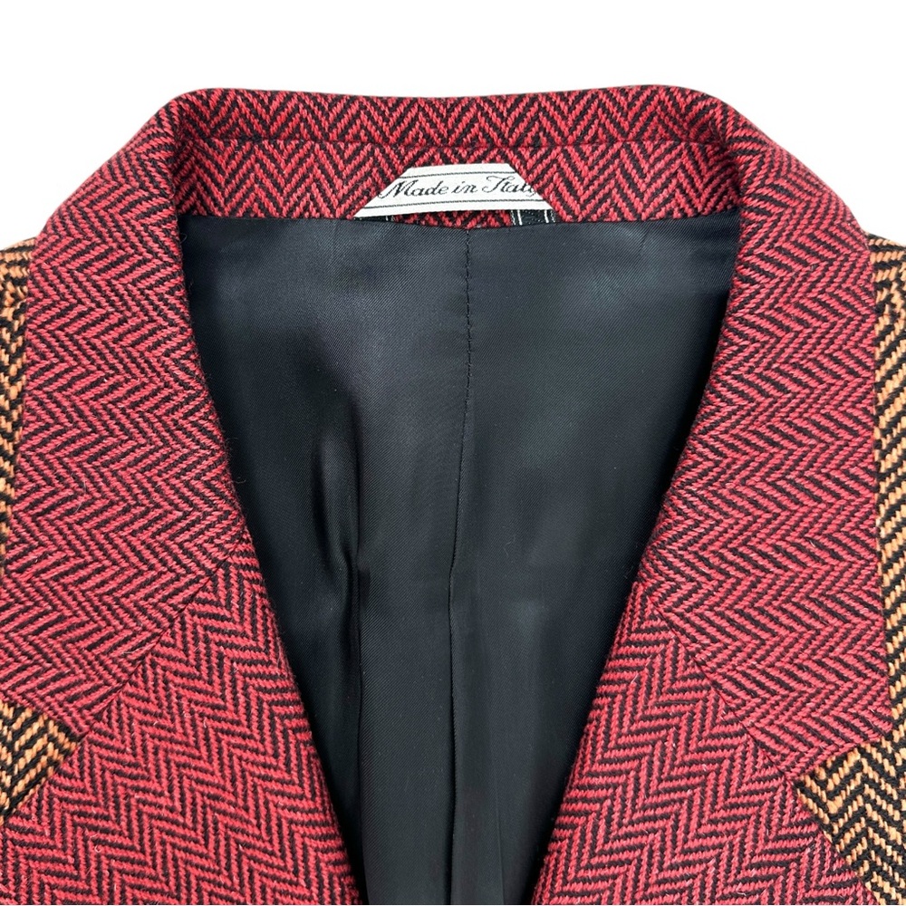 RARE Versace Istante Vintage Orange & Red Herringbone Blazer Jacket sz 54 - Picture 6 of 10